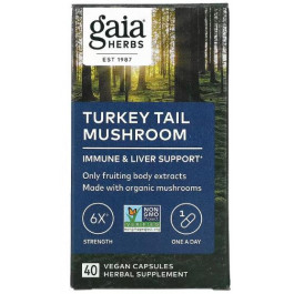 Gaia Herbs Turkey tail mushroom Різнокольоровий трутовик 40 веганських капсул
