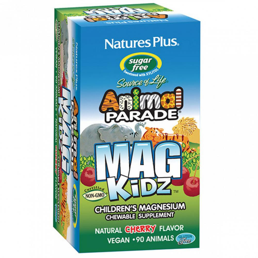 Nature's Plus Магний для Детей без Сахара, Вкус Вишни, Animal Parade, Natures Plus, 90 жевательных таблеток - зображення 1