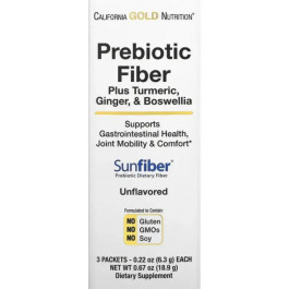 California Gold Nutrition Fiber Plus Turmeric Ginger & Boswellia Пребіотична клітковина плюс куркума імбир і босвелія 3 пакети