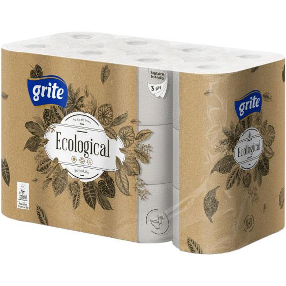 Grite Туалетная бумага рулонная на гильзе Ecological Plius трехслойная 24 шт. (4770023350265) - зображення 1
