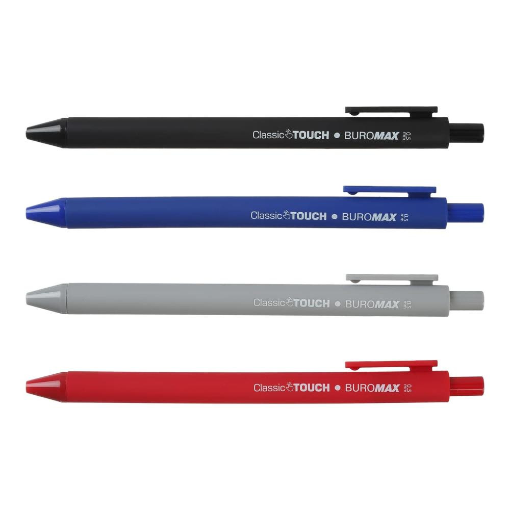 BuroMax Набор маслянных ручек  Rubber Touch Синий 0.5 мм Разноцветный корпус 12 шт (BM.8363-01) - зображення 1