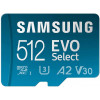 Samsung 512 GB microSDXC UHS-I U3 V30 A2 EVO Select + SD Adapter MB-ME512KA - зображення 1