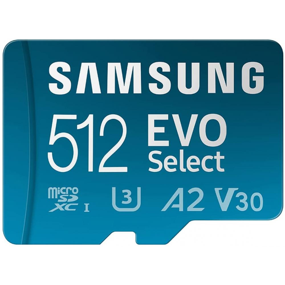Samsung 512 GB microSDXC UHS-I U3 V30 A2 EVO Select + SD Adapter MB-ME512KA - зображення 1