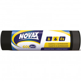 Novax Пакети для сміття  із затяжкою чорні 60 л 10 шт. (4823058309446)