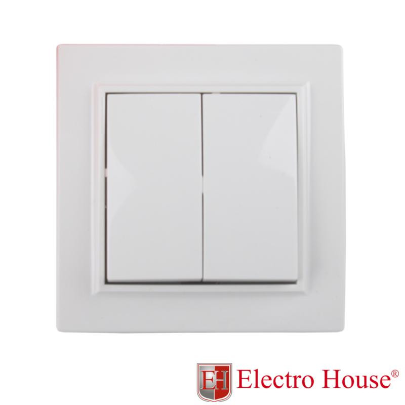 Electro House Выключатель двойной Enzo белый EH-2102 - зображення 1