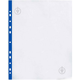 Optima Набір файлів-кишень 100 шт  із синьою стрічкою А4 (A4+) 40 мкм глянсовий Прозорий (O35108-02)