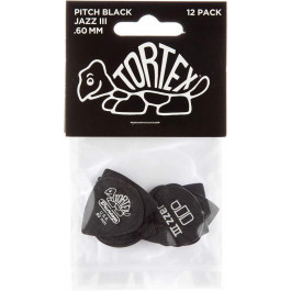 Dunlop Медіатори  482P0.60 Tortex Pitch Black Jazz III Player&#39;s Pack 0.60 mm