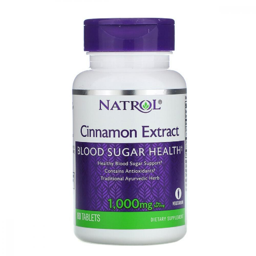 Natrol Корица в таблетках (Cinnamon extract) 500 мг 80 таблеток - зображення 1