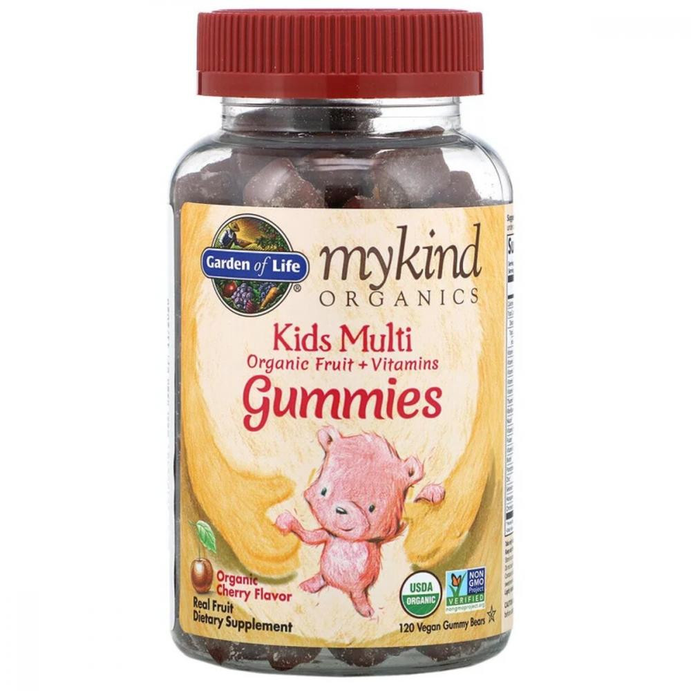 Garden of Life Мультивитамины для детей, вкус вишни, Kids Multi, MyKind Organics, Garden of Life, 120 веганских мар - зображення 1