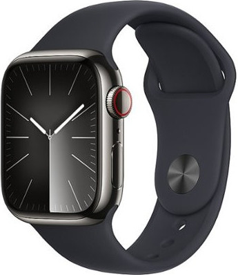 Apple Watch Series 9 GPS + Cellular 41mm Graphite S. Steel Case w. Midnight S. Band - M/L (MRJ93) - зображення 1
