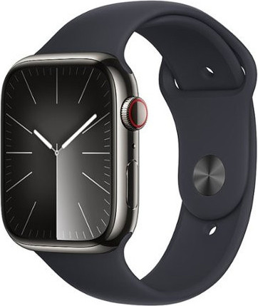 Apple Watch Series 9 GPS + Cellular 45mm Graphite S. Steel Case w. Midnight S. Band - M/L (MRMW3) - зображення 1