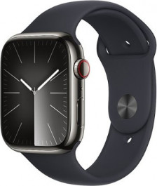 Apple Watch Series 9 GPS + Cellular 45mm Graphite S. Steel Case w. Midnight S. Band - M/L (MRMW3)