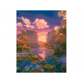 STRATEG Картина за номерами ПРЕМІУМ Озеро серед гір розміром 40х50 см GS710