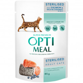Optimeal Sterilised Cat with Salmon & Wild Blueberries in Jelly 85 г (4820269140141)