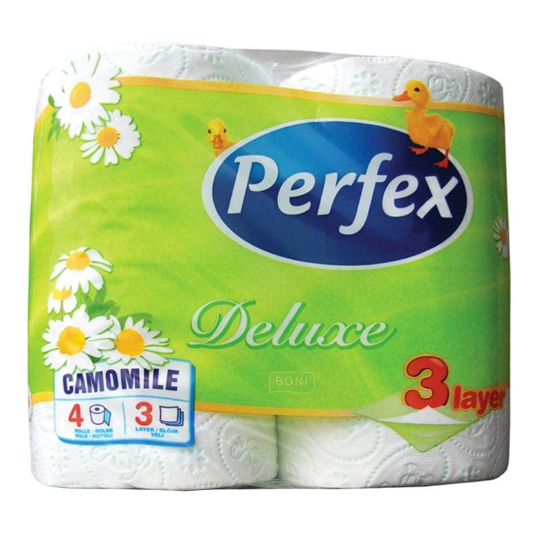 Perfex Тришаровий туалетний папір  Delux Ромашка, білий, 4 рулони (8600101745248) - зображення 1