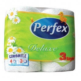 Perfex Тришаровий туалетний папір  Delux Ромашка, білий, 4 рулони (8600101745248)