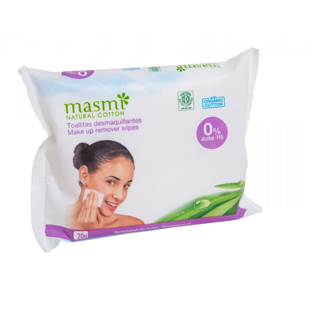 Masmi Влажные салфетки для снятия макияжа  Organic 20 шт (8432984001070) - зображення 1
