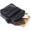 Vintage Шкіряна невелика чоловіча сумка-планшет чорного кольору з ремінцем на плече  (20370) - зображення 5