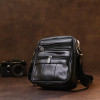 Vintage Шкіряна невелика чоловіча сумка-планшет чорного кольору з ремінцем на плече  (20370) - зображення 6