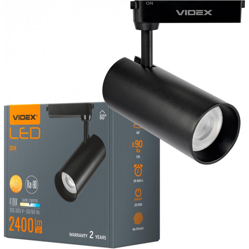 VIDEX Трековий LED 30W 60° 4100K чорний (VL-TR04W-304B) - зображення 1
