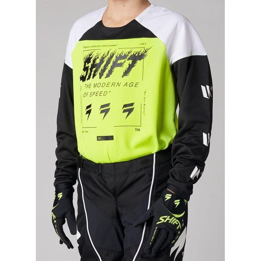 SHIFT Дитяча мото джерсі SHIFT YOUTH WHITE LABEL FLAME JERSEY Flo Yellow M - зображення 1