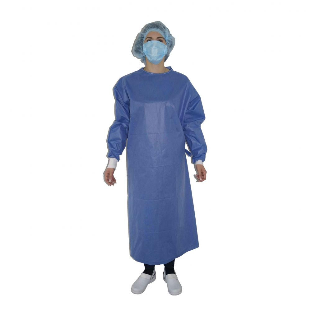 ФАПОМЕД Халат хірургічний стандартний, одноразового використання, стерильний, СММС, розмір М, синього кольор - зображення 1