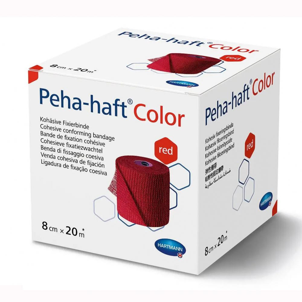 Hartmann Бинт когезивний фіксуючий Peha-haft Color червоний 8 см х 20м - зображення 1