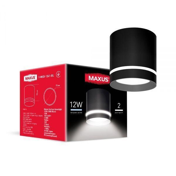 MAXUS Surface Downlight 12W 4100K чорний (1-MSD-1241-BL) - зображення 1