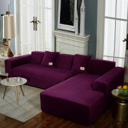 Homytex Набір чохлів на кутовий диван замша-мікрофібра 3.2  195х230 см і 145х185 см, Фіолетовий (6-12615)