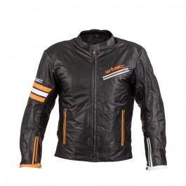 W-TEC Шкіряна мото-куртка  Brenerro - розмір 3XL / чорно-оранжево-біла