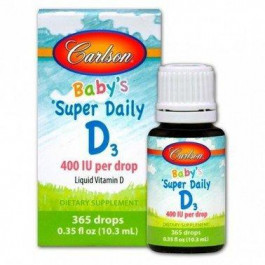 Carlson Labs Витамин Д3, Kid's Super Daily D3, , для детей, 400 МЕ, 10,3 мл (CAR-01260)