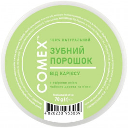 Comex Натуральний зубний порошок  від карієсу з ефірною олією чайного дерева та м'яти, 70 г