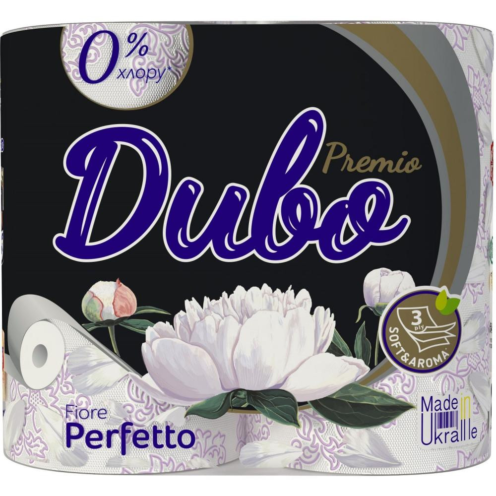 Диво Туалетний папір  Premio Fiore Perfetto тришаровий 4 рулони біло-фіолетовий (4820003838501) - зображення 1
