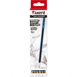 Axent олівець графітний, тригранний, з ластиком, HB, 12 штук,  9006/12-A