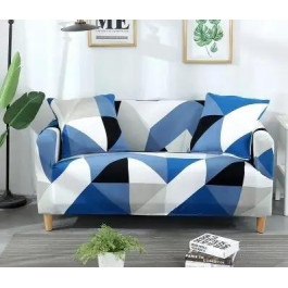 Homytex Чохол на тримісний диван  принт Ром синьо-блакитний, Сіро-блакитний (6-12127)