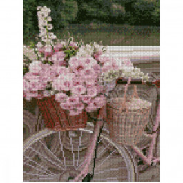 STRATEG Алмазна мозаїка Велосипед із квітами 30х40 см HX138