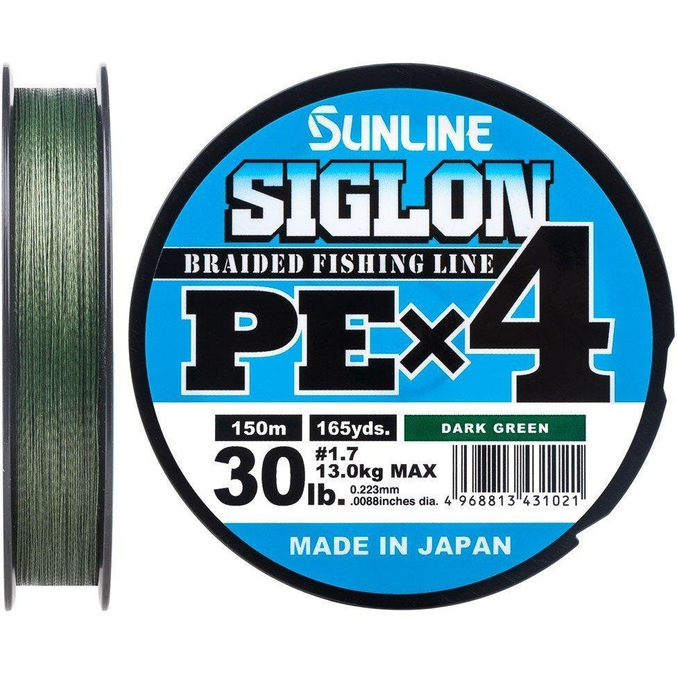 Sunline Siglon PE X4 / Dark Green / #1.7 / 0.223mm 150m 13.0kg - зображення 1