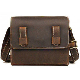 Vintage Мужская коричневая сумка - почтальонка из винтажной кожи  (14980)