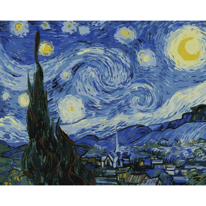 Ідейка Картина за номерами  "Зоряна ніч" ©Вінсент Ван Гог 40х50 см KHO2857 - зображення 1