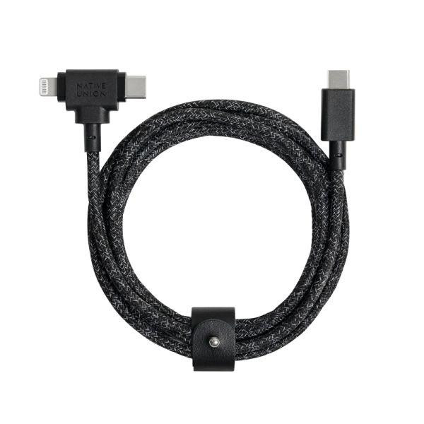NATIVE UNION Belt Cable Universal USB-C to USB-C/Lightning 1.5m Cosmos Black (BELT-CCL-COS-NP) - зображення 1