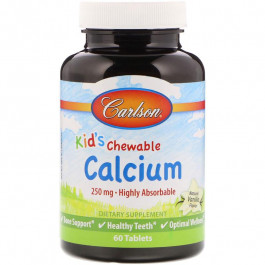 Carlson Labs БАД Жувальний кальцій для дітей, Chewable Calcium, , ваніль, 250 мг, 60 таблеток