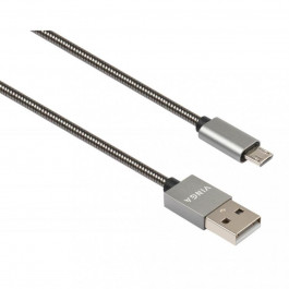 Vinga USB 2.0 AM to Micro 5P 1m stainless steel gray (VCPDCMSSJ1GR)