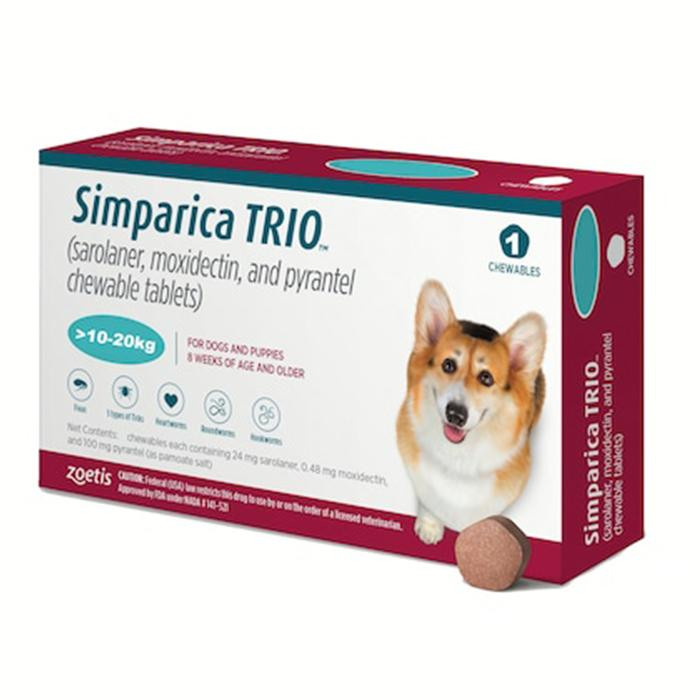 Zoetis Жевательные таблетки Simparica TRIO 10.1 - 20 кг 3 шт (5414736055664) - зображення 1