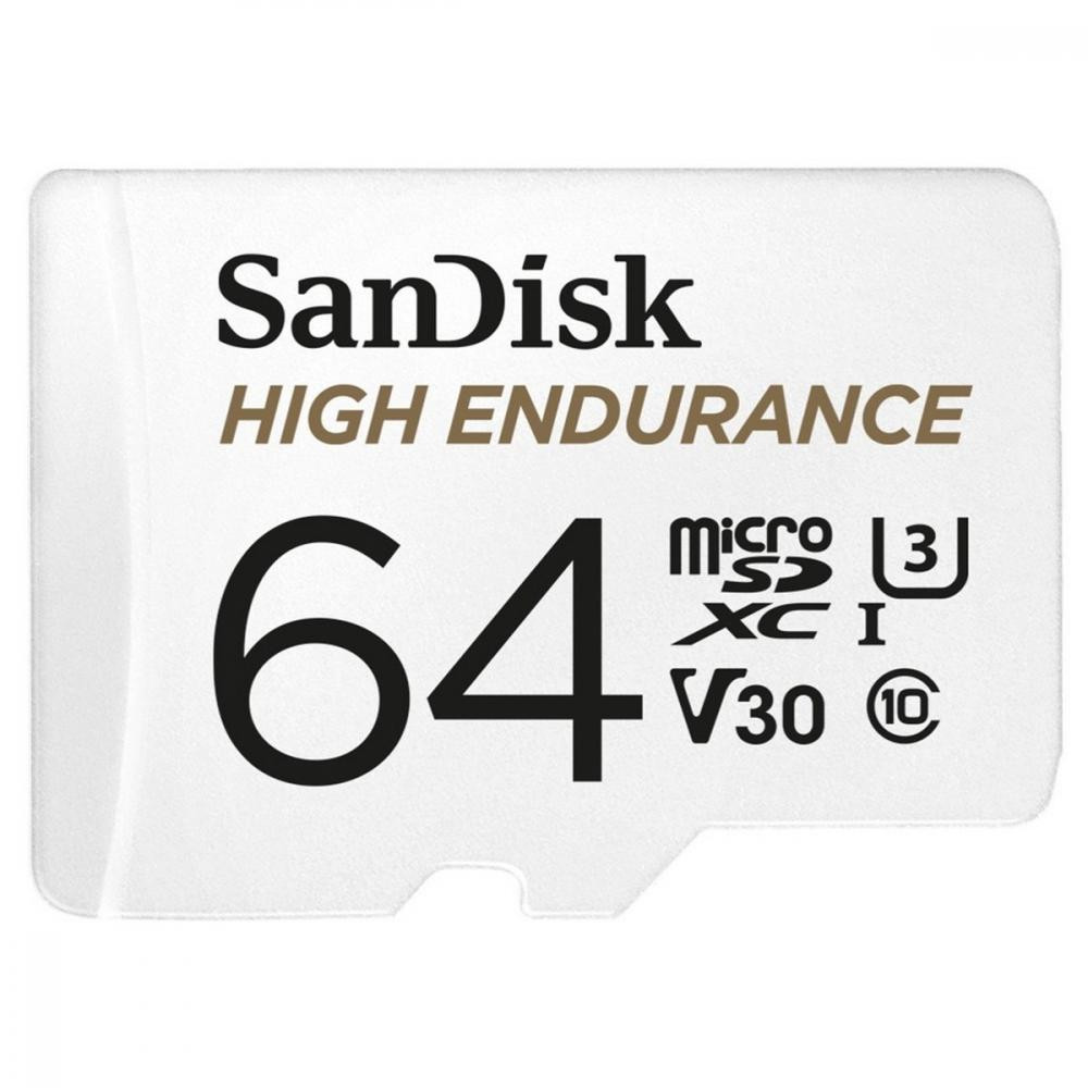 SanDisk 64 GB microSDXC High Endurance UHS-I U3 V30 + SD adapter SDSQQNR-064G-GN6IA - зображення 1