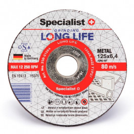 Specialist+ Диск шлифовальный для металла Specialist+ LONG LIFE 125x6,4x22
