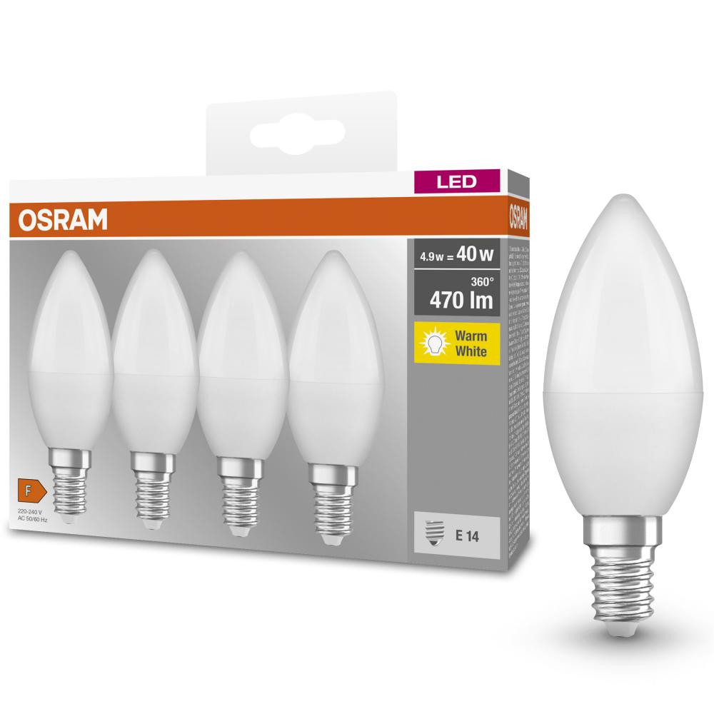Osram LED BASE B35 свечка 5W 2700К E14 4 шт (4058075819474) - зображення 1