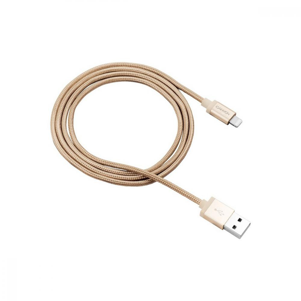 Canyon USB2.0 AM/Lightning Golden 1m (CNS-MFIC3GO) - зображення 1