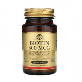 Solgar Біотін (В7) 300 мкг, 100 таблеток (SOL-00280)