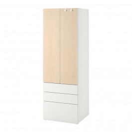 IKEA SMASTAD / PLATSA(994.262.64) гардероб, білий/береза з 3 ящиками