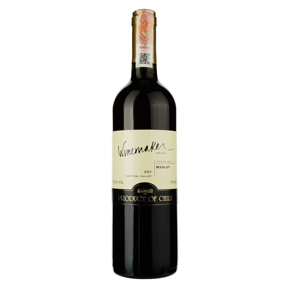 Winemaker Вино  Merlot червоне сухе 0,75л 13% (7808765713189) - зображення 1